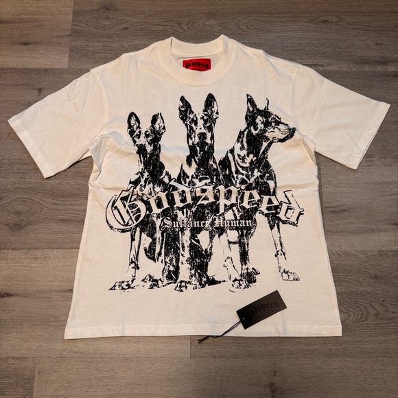 Godspeed Cerberus Doberman White T-shirt - Picture 1 of 7